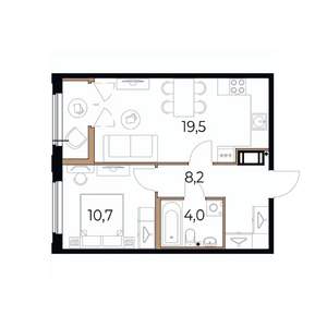 1-к квартира, вторичка, 44м2, 6/17 этаж