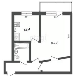 1-к квартира, вторичка, 31м2, 4/5 этаж