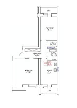 2-к квартира, строящийся дом, 81м2, 2/8 этаж