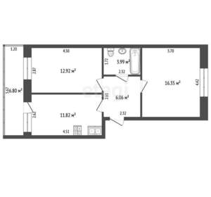 2-к квартира, вторичка, 51м2, 8/10 этаж