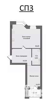3-к квартира, строящийся дом, 70м2, 4/4 этаж