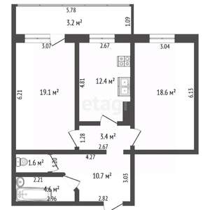 2-к квартира, вторичка, 70м2, 1/5 этаж