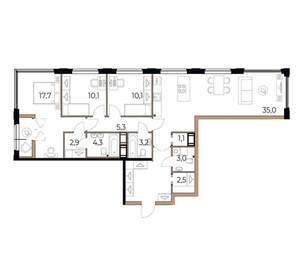 3-к квартира, вторичка, 108м2, 7/17 этаж