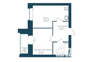 1-к квартира, строящийся дом, 39м2, 14/16 этаж