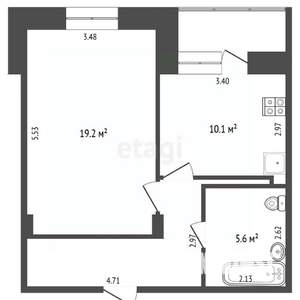 1-к квартира, вторичка, 42м2, 6/12 этаж
