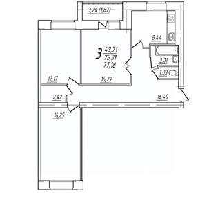 3-к квартира, вторичка, 77м2, 7/9 этаж