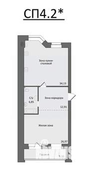 1-к квартира, вторичка, 89м2, 3/4 этаж