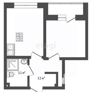 1-к квартира, вторичка, 46м2, 3/10 этаж