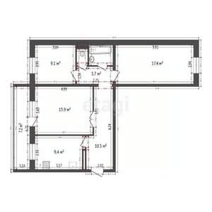 3-к квартира, вторичка, 70м2, 10/10 этаж