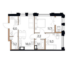2-к квартира, вторичка, 55м2, 13/17 этаж