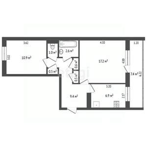2-к квартира, вторичка, 53м2, 4/5 этаж
