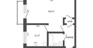 1-к квартира, вторичка, 31м2, 2/5 этаж