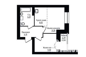 2-к квартира, строящийся дом, 42м2, 9/10 этаж