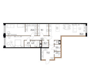 2-к квартира, вторичка, 120м2, 3/17 этаж