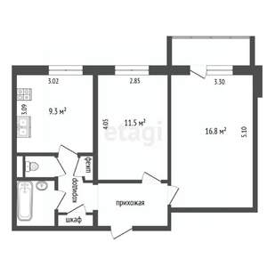2-к квартира, вторичка, 50м2, 5/5 этаж