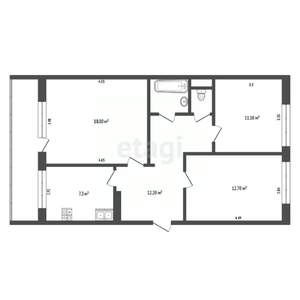 3-к квартира, вторичка, 69м2, 4/5 этаж