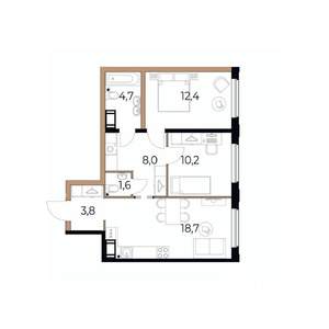 2-к квартира, вторичка, 59м2, 4/17 этаж