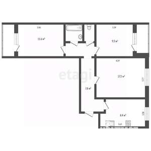 3-к квартира, вторичка, 61м2, 6/9 этаж