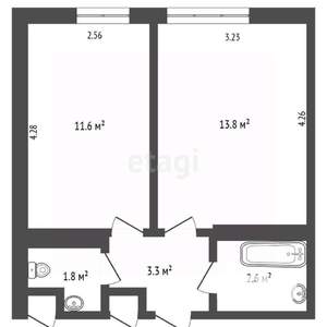 2-к квартира, вторичка, 32м2, 7/9 этаж