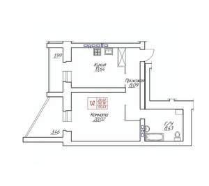 1-к квартира, строящийся дом, 56м2, 5/8 этаж