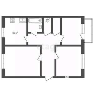3-к квартира, вторичка, 74м2, 3/5 этаж