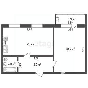 2-к квартира, вторичка, 55м2, 10/10 этаж