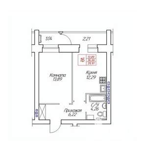 1-к квартира, вторичка, 40м2, 2/8 этаж