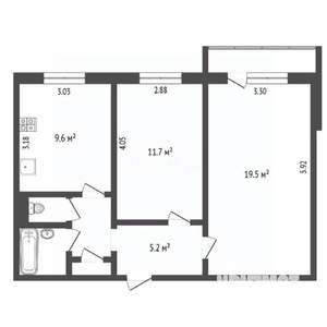 2-к квартира, вторичка, 53м2, 5/5 этаж