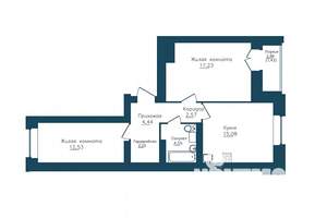 2-к квартира, строящийся дом, 60м2, 13/16 этаж