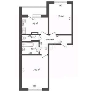 2-к квартира, вторичка, 64м2, 9/10 этаж
