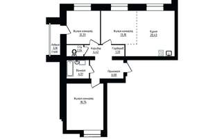 3-к квартира, строящийся дом, 87м2, 9/10 этаж