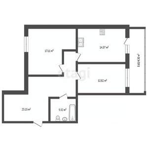 2-к квартира, вторичка, 73м2, 5/8 этаж