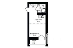 Студия квартира, строящийся дом, 28м2, 5/10 этаж