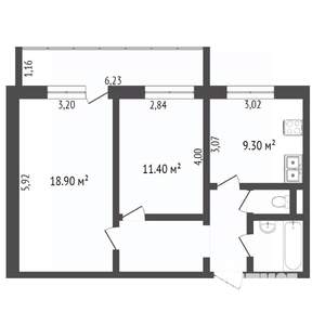 2-к квартира, вторичка, 53м2, 10/10 этаж