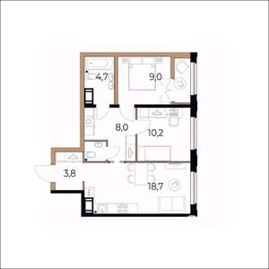 2-к квартира, вторичка, 57м2, 5/17 этаж