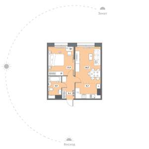1-к квартира, вторичка, 47м2, 6/16 этаж