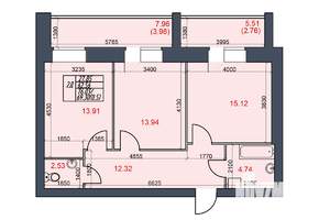 2-к квартира, строящийся дом, 69м2, 3/10 этаж
