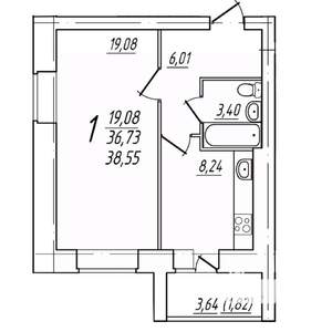 1-к квартира, вторичка, 39м2, 4/9 этаж