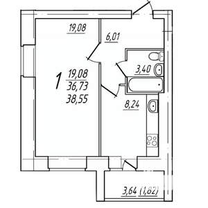 1-к квартира, вторичка, 39м2, 7/9 этаж