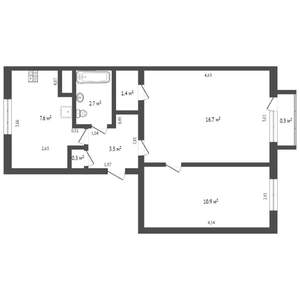 2-к квартира, вторичка, 45м2, 4/5 этаж