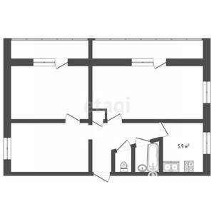 3-к квартира, вторичка, 61м2, 2/5 этаж