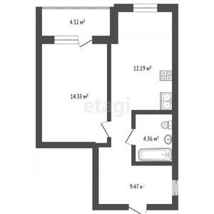 1-к квартира, вторичка, 41м2, 1/8 этаж