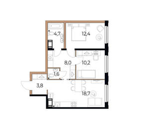 2-к квартира, вторичка, 59м2, 4/17 этаж