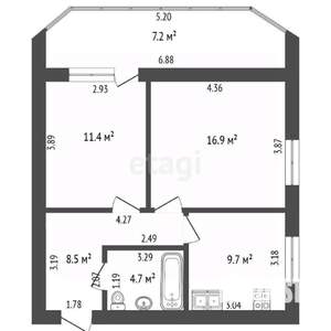 2-к квартира, вторичка, 51м2, 11/15 этаж
