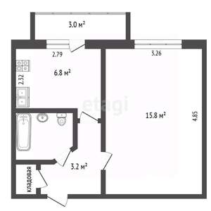 1-к квартира, вторичка, 29м2, 9/9 этаж