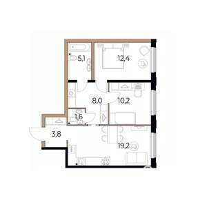 2-к квартира, вторичка, 60м2, 2/17 этаж