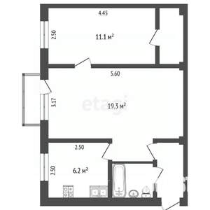 2-к квартира, вторичка, 45м2, 4/5 этаж