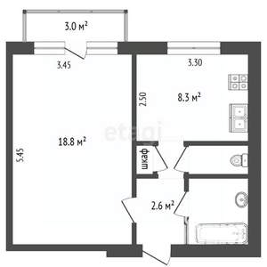 1-к квартира, вторичка, 36м2, 4/5 этаж
