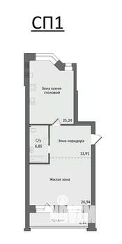 1-к квартира, вторичка, 80м2, 1/4 этаж