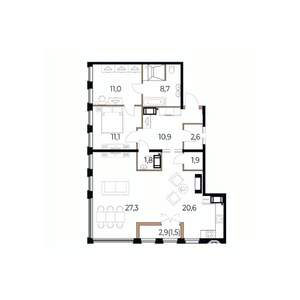 1-к квартира, вторичка, 97м2, 17/17 этаж